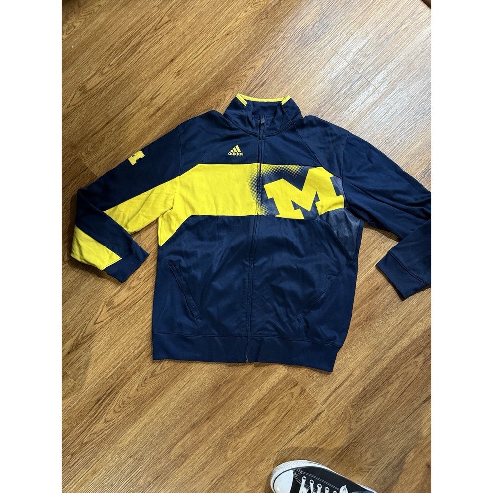 Adidas Michigan Wolverines Track Jacket Large Full Zip Climawarm Pockets